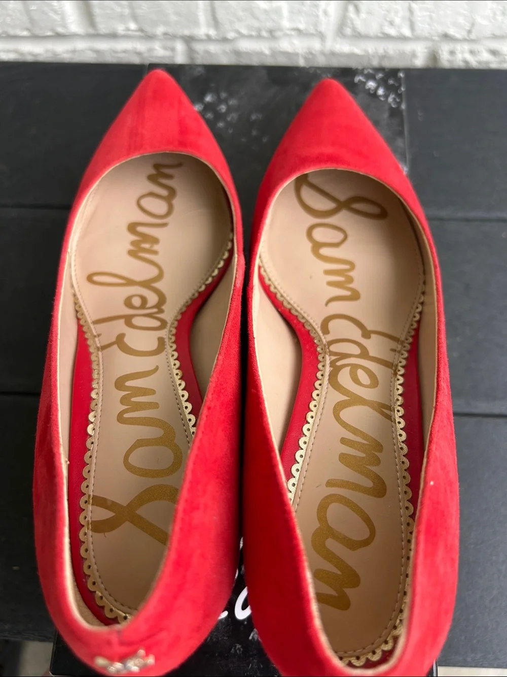 Sam Edelman Red Suede Pointed-Toe Heels - Picture 6 of 9